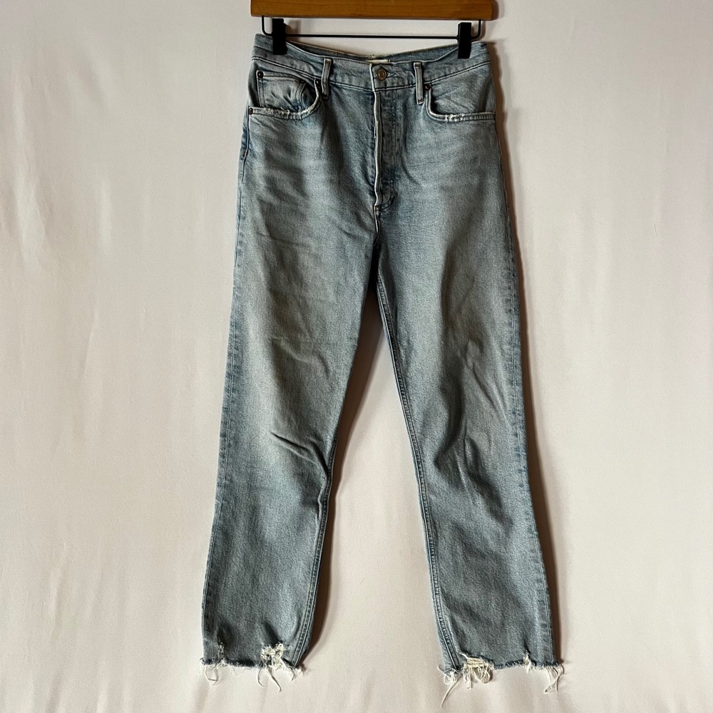 AGOLDE Riley High Rise Straight Crop Jeans Light‎ Blue Denim Size 28 Cotton